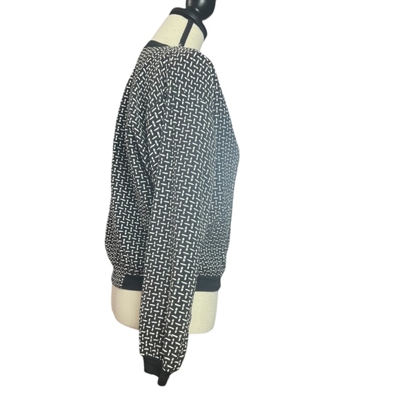 2 Of Us Women's Black & White Short Long Sleeve Cotton Jacket Sz M Pre-owned - Picture 3 of 7